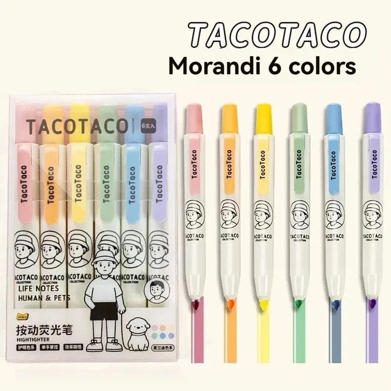 Pastel Highlighter Set Double Ended - 6 ชิ้น/เซ็ตสีพาสเทลมาการองปากกาเน้นข้อความปากกาเรืองแสงปากกาเน้นข้อความน่ารักเครื่องเขียนอุปกรณ์การเรียน