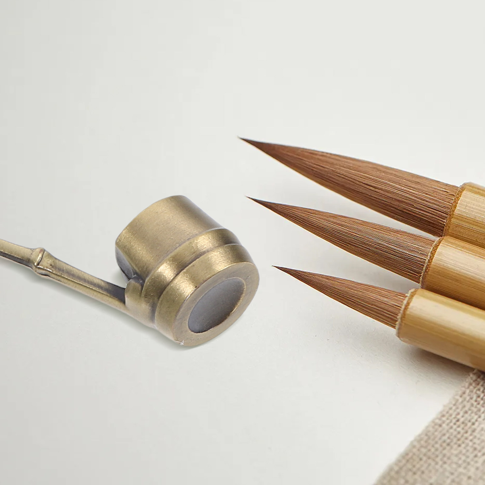 Writing Tools - ที่ตักน้ำสำหรับงานเขียนพู่กัน ทำจากทองแดงผสม ทำด้วยมือ ใช้สำหรับล้างพู่กัน อุปกรณ์ศิลปะสำหรับหมึกและหิน ใช้สำหรับวาดภาพและเขียน