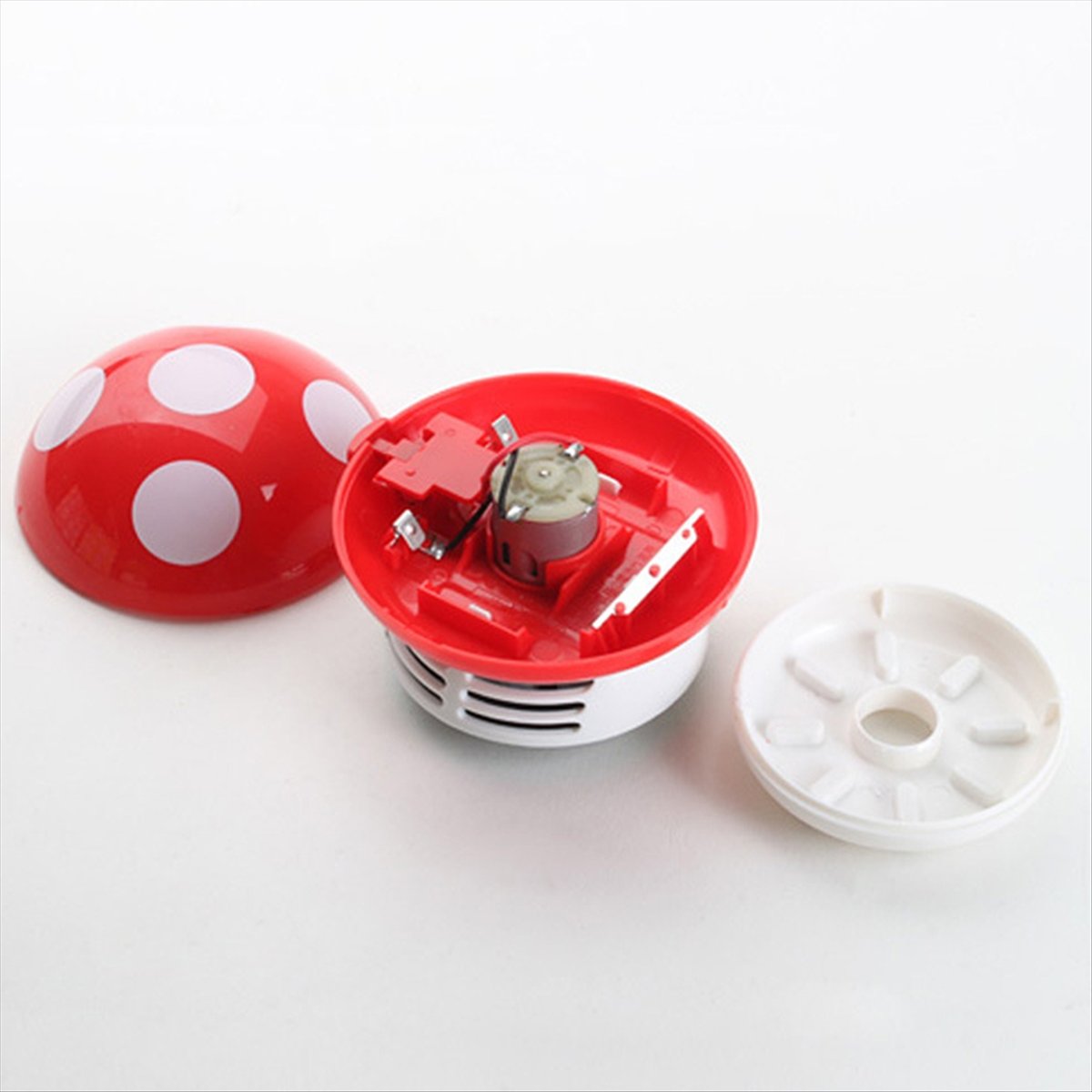 Mini Desktop Vacuum Cleaner For Eraser Dust - เครื่องดูดฝุ่นขนาดเล็กแบบมือถือ AT16 รูปทรงเห็ด สำหรับทำความสะอาดโต๊ะทำงาน กำจัดฝุ่นและเศษกระดาษ สีแดง
