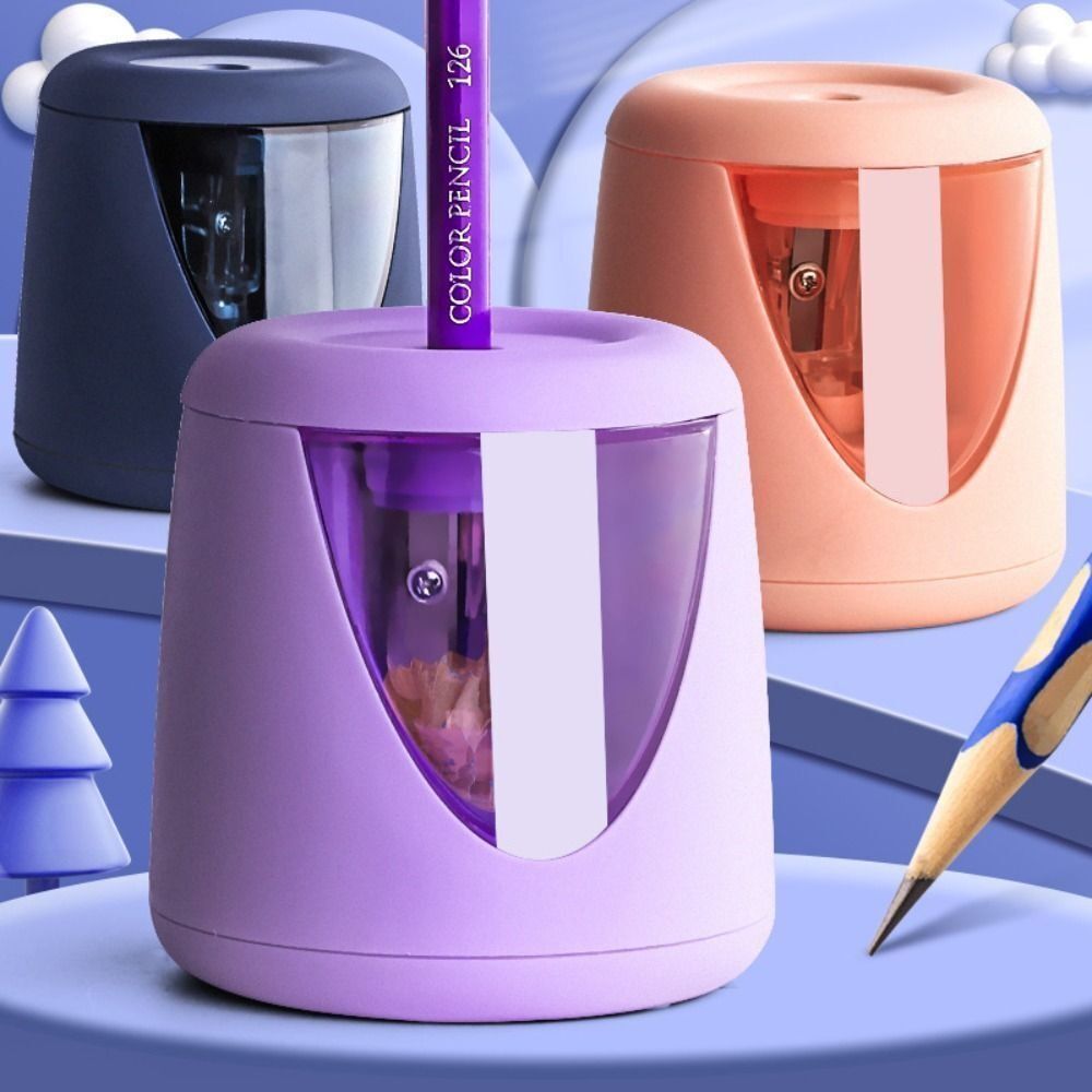 Electric Pencil Sharpener Usb - พร้อมสติกเกอร์ตกแต่ง แบตเตอรี่/USB/ชาร์จไฟ เครื่องเหลาดินสอไฟฟ้าอัตโนมัติแบบสวิตช์ เครื่องมือเครื่องเขียนสร้างสรรค์