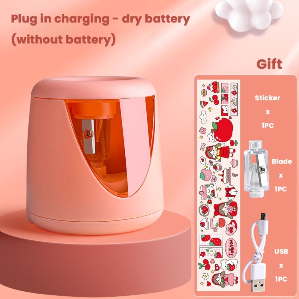 Electric Pencil Sharpener Usb - เครื่องเหลาดินสอไฟฟ้าแบบอัตโนมัติ รูปทรงการ์ตูน สร้างสรรค์ ใช้แบตเตอรี่/USB/ชาร์จไฟ อุปกรณ์เครื่องเขียนสำหรับโรงเรียน