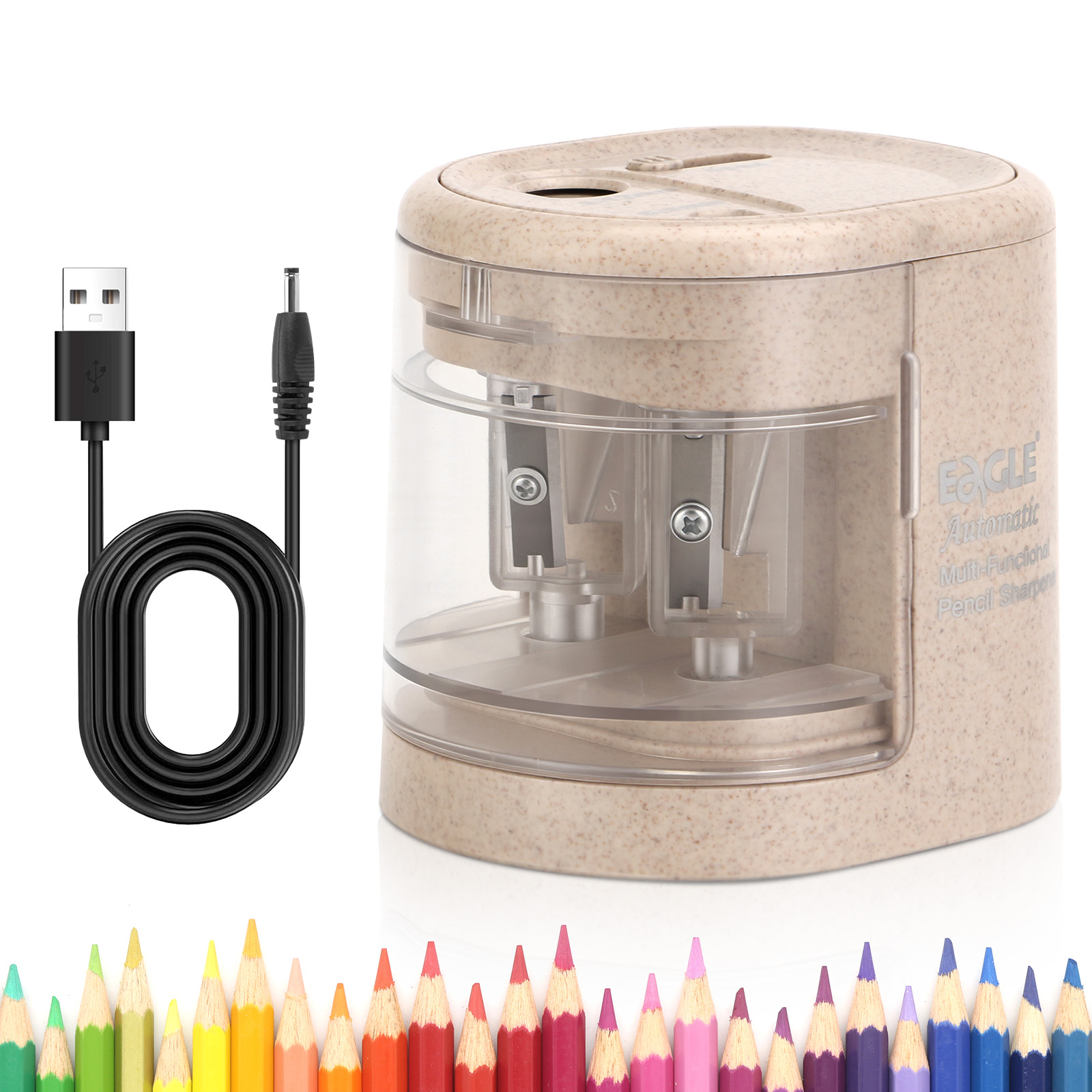 Electric Pencil Sharpener Usb - เครื่องเหลาดินสออัตโนมัติ EAGLE, ลับคมเร็วภายใน 5 วินาที สำหรับดินสอทุกรูปทรงขนาด