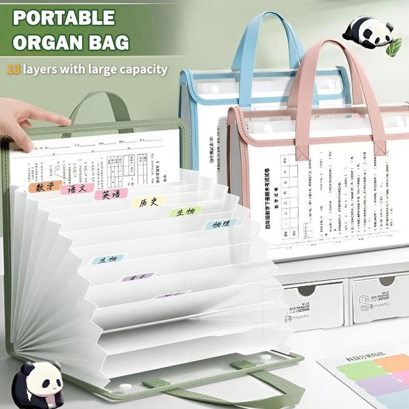 Expandable Accordion File Folder 13 Pockets - แฟ้มเอกสารแบบพับได้ A4 ขนาดพกพา 13 ช่อง แฟ้มขยายได้
