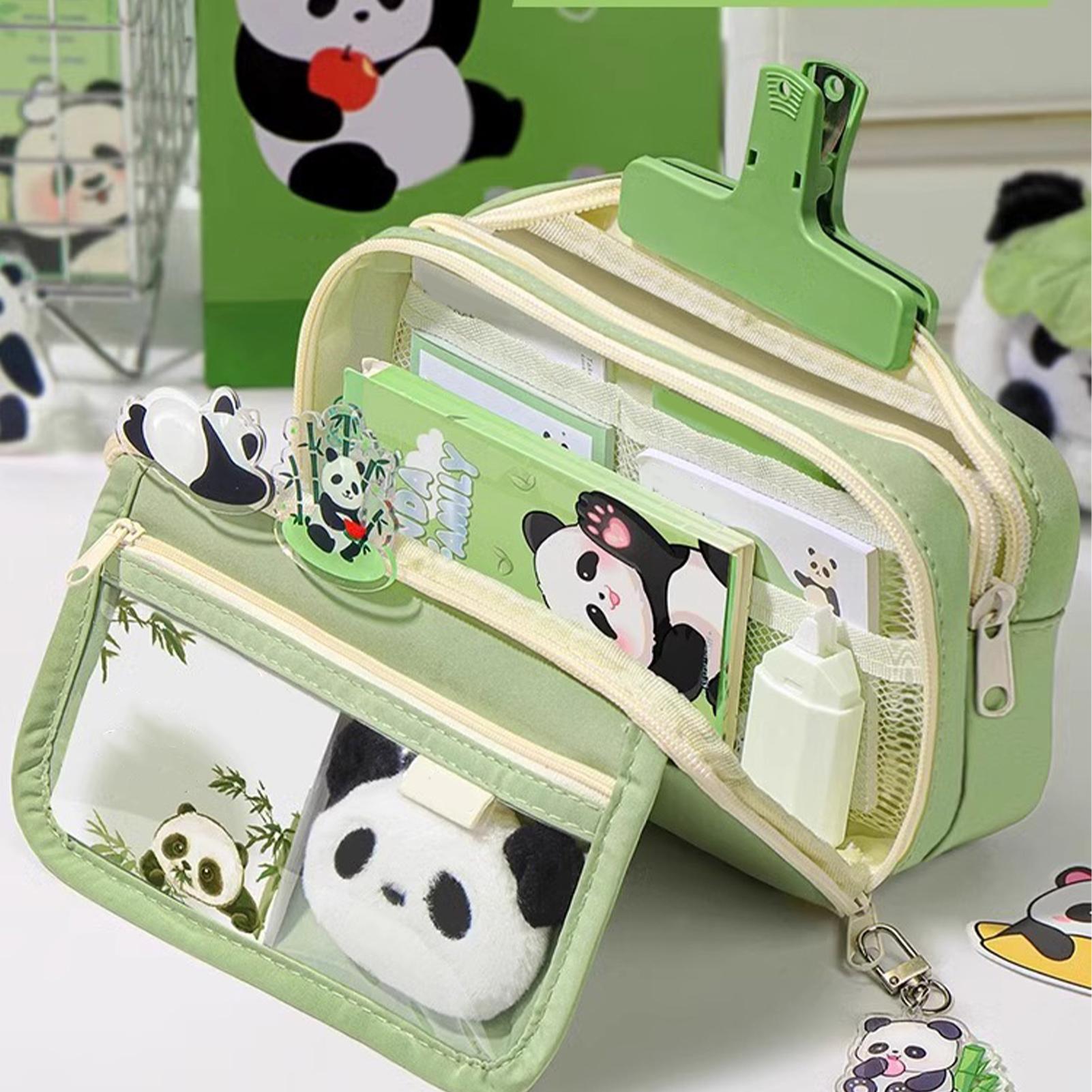 Aesthetic Large Pencil Case Pouch - กล่องดินสอสวยงาม กล่องดินสอแพนด้า กล่องดินสอสัตว์ความจุขนาดใหญ่ กระเป๋าใส่ดินสอน่ารัก กล่องใส่เครื่องเขียนแพนด้าพร้อมซิป