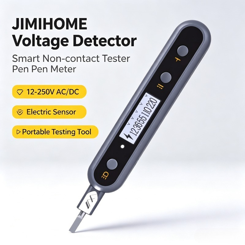Writing Tools - JIMIHOME เครื่องตรวจจับแรงดันไฟฟ้าสมาร์ทแบบไม่สัมผัสปากกาทดสอบมิเตอร์ 12-250V AC/DC เซ็นเซอร์ไฟฟ้าเครื่องมือทดสอบมัลติฟังก์ชั่น