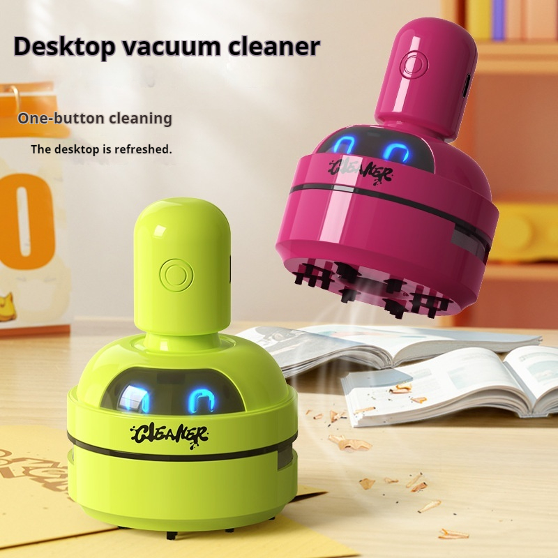 Mini Desktop Vacuum Cleaner For Eraser Dust - เครื่องดูดฝุ่นขนาดเล็กแบบพกพา NewVersionCartoon สำหรับดูดฝุ่นจากยางลบและเศษดินสอ อุปกรณ์ทำความสะอาดสำหรับคีย์บอร์ด โต๊ะทำงาน และโต๊ะทั่วไป