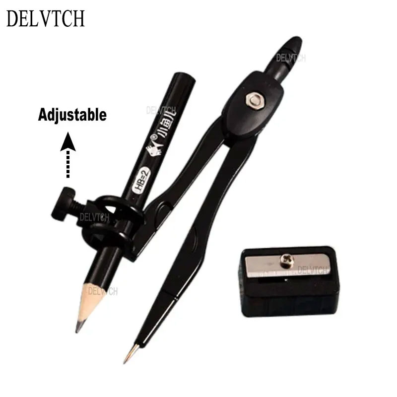 Math Geometry Set With Compass - 3Pcs ชุดเข็มทิศโลหะดินสอ Sharpener สำหรับภาพวาดการออกแบบศิลปะสำนักงานโรงเรียนนักเรียนสอบคณิตศาสตร์เรขาคณิตร่างอุปกรณ์