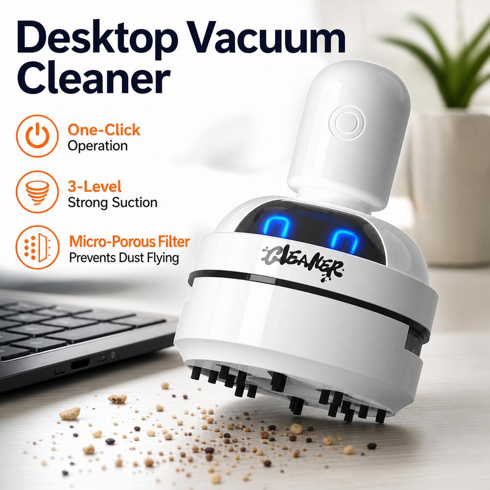 Mini Desktop Vacuum Cleaner For Eraser Dust - เครื่องดูดฝุ่นขนาดเล็กแบบเงียบสำหรับโต๊ะทำงาน ปรับระดับแรงดูดได้ 3 ระดับ ทำความสะอาดคีย์บอร์ด กำจัดฝุ่นละออง