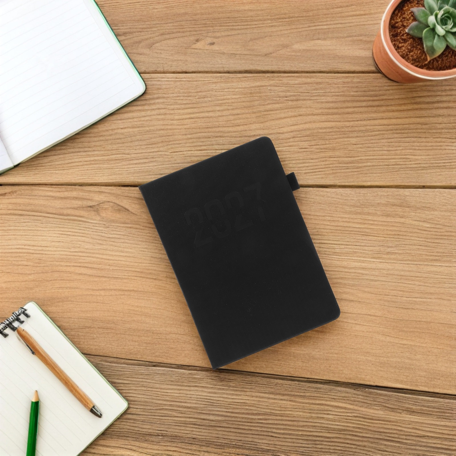 Spiral Bound Grid Notebook A5 - สมุดแพลนเนอร์รายสัปดาห์ขนาด A5 จำนวน 120 หน้า พร้อมตารางปฏิทินรายเดือนและหน้ากำหนดตารางงานรายวัน