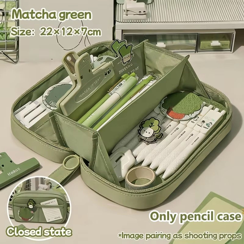 Aesthetic Large Pencil Case Pouch - กระเป๋าใส่ดินสอทรงภูเขาไฟความจุขนาดใหญ่ แบบหลายชั้น พกพาสะดวก กระเป๋าเก็บเครื่องเขียนสวยงาม กระเป๋าใส่ดินสอแบบถือมือ อุปกรณ์การเรียน