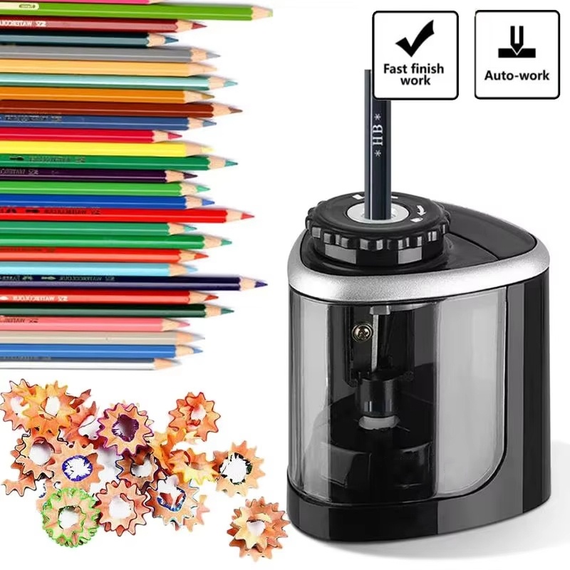 Electric Pencil Sharpener Usb - เครื่องเหลาดินสอไฟฟ้าแบบพกพา เครื่องเหลาดินสออัตโนมัติ ขนาด 6-8 มม. พร้อมใบมีดเหล็กแบบเกลียว