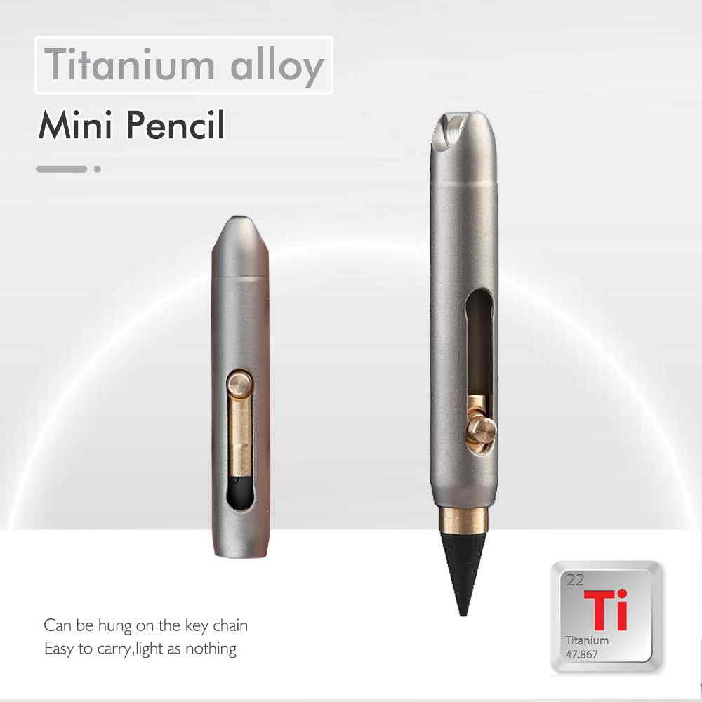 Writing Tools - ดินสอไทเทเนียมอัลลอยด์รุ่นใหม่ ไม่ต้องเหลา ดีไซน์พกพาสะดวกพร้อมพวงกุญแจ ไส้ดินสอแบบลบได้ เหมาะสำหรับเป็นของขวัญ