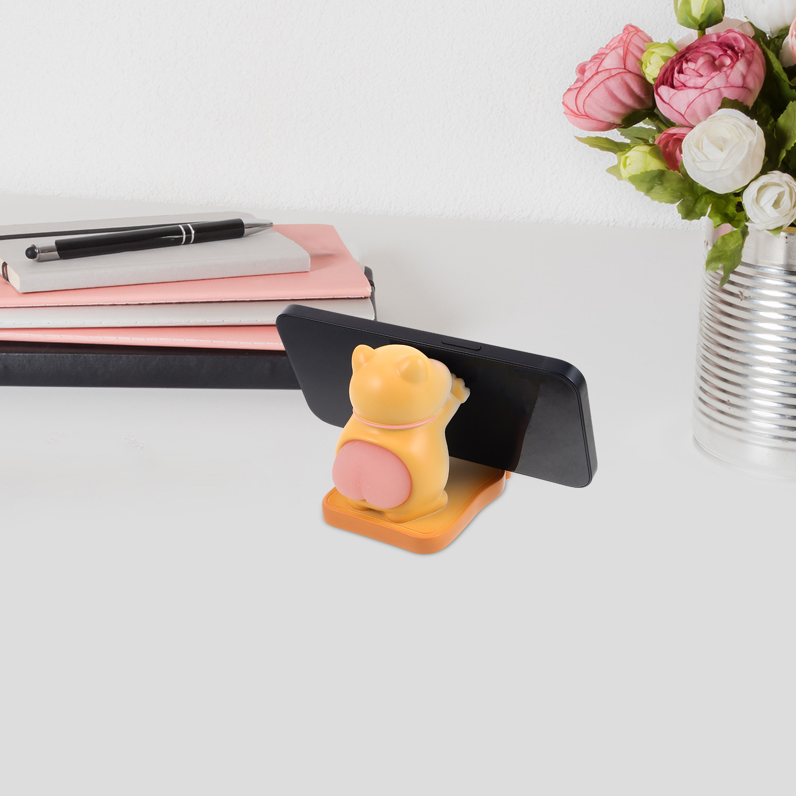 Desk Accessories - ที่วางโทรศัพท์รูปแมวน่ารัก ดีไซน์การ์ตูนเรซิน ที่วางโทรศัพท์ตั้งโต๊ะ ที่รองรับแท็บเล็ต แข็งแรง ทนทาน