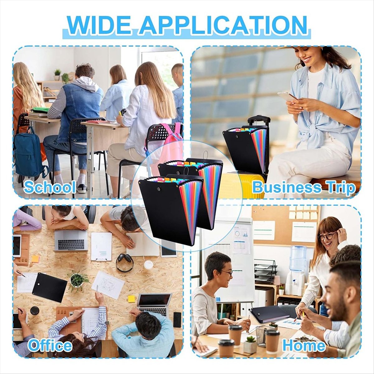 Expandable Accordion File Folder 13 Pockets - ABPP แฟ้มเอกสารแบบขยายได้ 2 ชิ้น, แฟ้มเอกสารแนวตั้ง 13