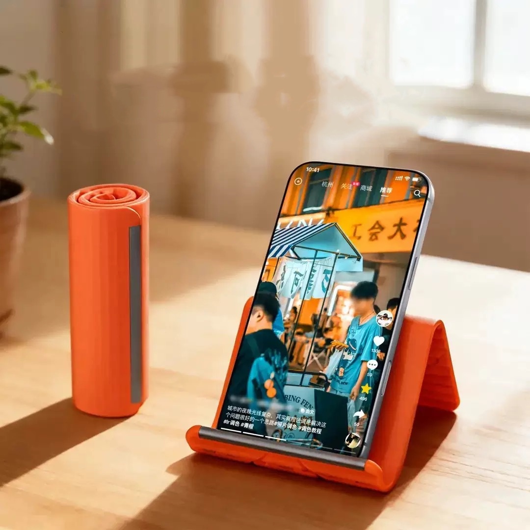 Desk Accessories - ขาตั้งโทรศัพท์แบบพกพาซิลิโคนสำหรับวางบนโต๊ะ แท็บเล็ต แล็ปท็อป ดีไซน์สร้างสรรค์ ยืดหยุ่น พับได้