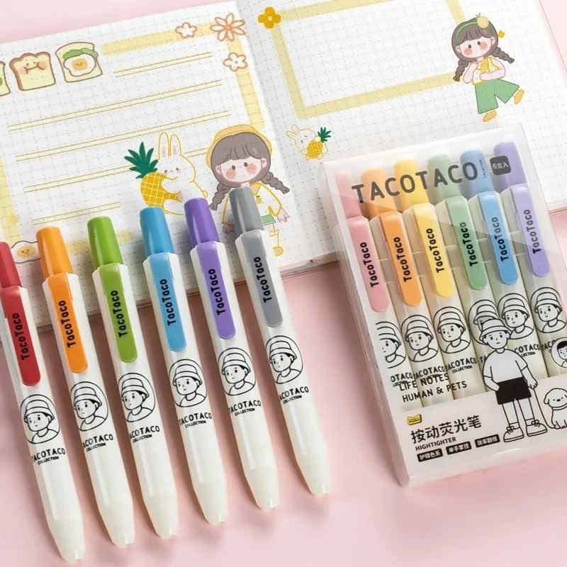 6 ชิ้น/เซ็ตสีพาสเทลมาการองปากก - Pastel Highlighter Set Double Ended บทวิจารณ์และราคา