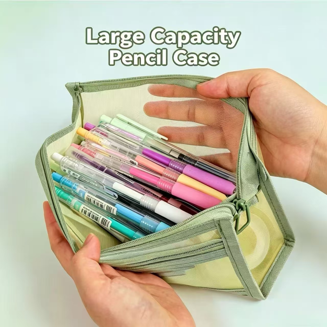 กระเป๋าใส่ดินสอตาข่ายสองชั้นแบ - Clear Mesh Pencil Pouch For Exam บทวิจารณ์และราคา