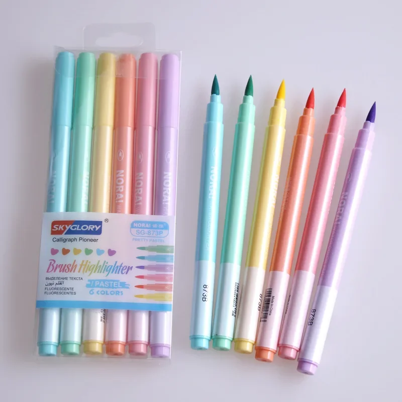 6 ชิ้น/เซ็ตแปรง Highlighter ปา - Pastel Highlighter Set Double Ended บทวิจารณ์และราคา