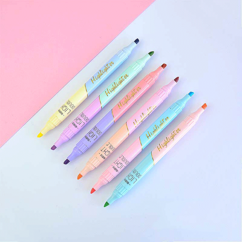 6 PCS Double Tip Highlighter ป - Pastel Highlighter Set Double Ended บทวิจารณ์และราคา