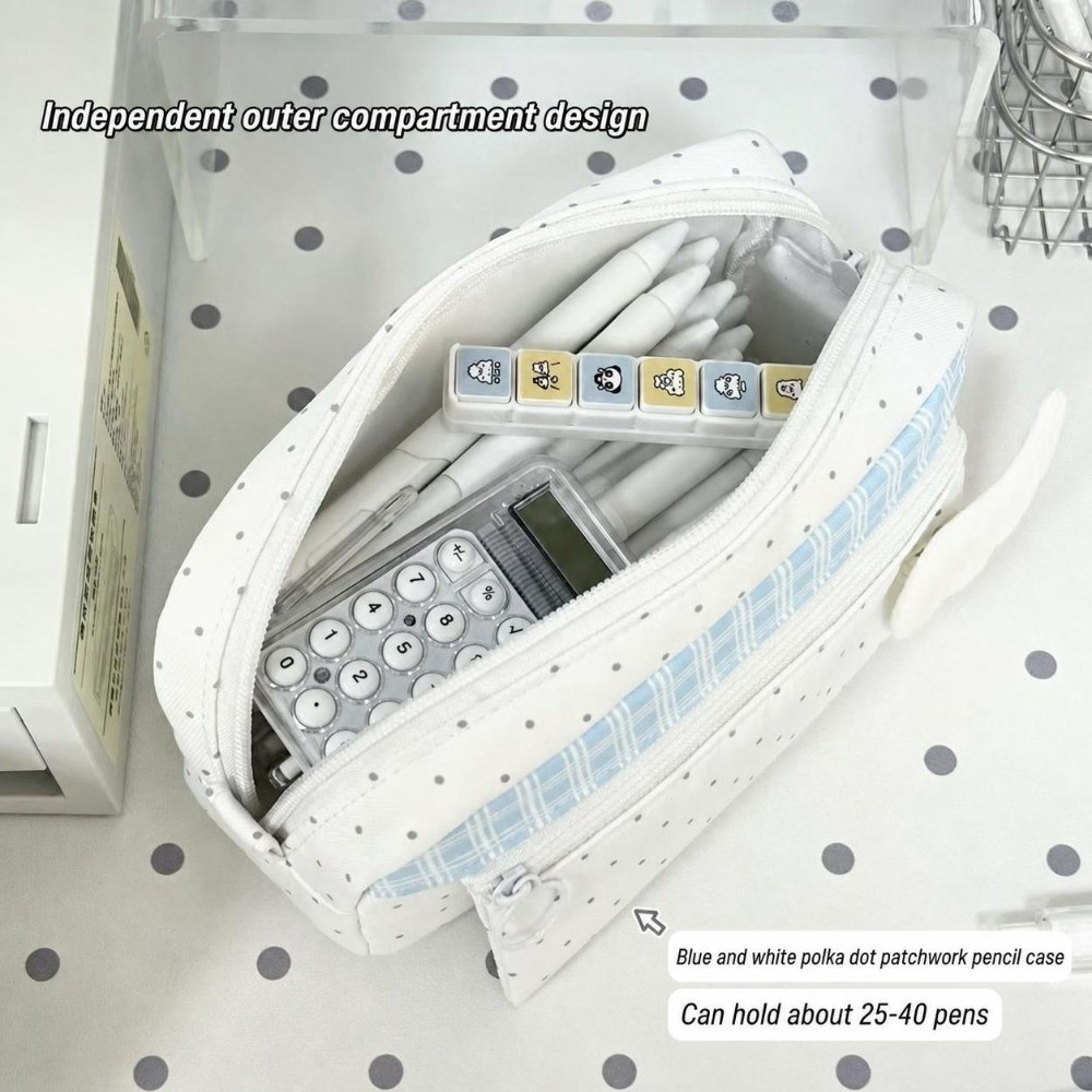 กระเป๋าดินสอลายจุดและลายสก็อตส - Aesthetic Large Pencil Case Pouch บทวิจารณ์และราคา