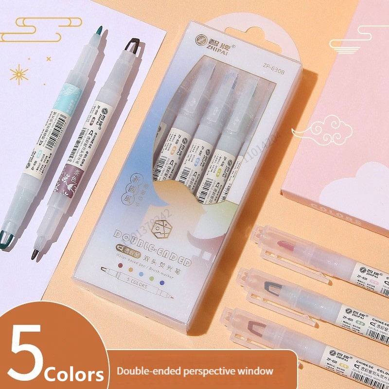 5ชิ้น/เซ็ต Double Tip Highligh - Pastel Highlighter Set Double Ended บทวิจารณ์และราคา