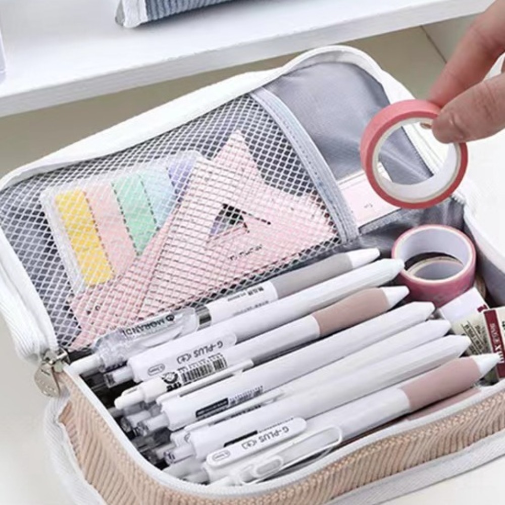 สีชมพู สีฟ้า สีเทา กระเป๋าใส่อ - Aesthetic Large Pencil Case Pouch บทวิจารณ์และราคา
