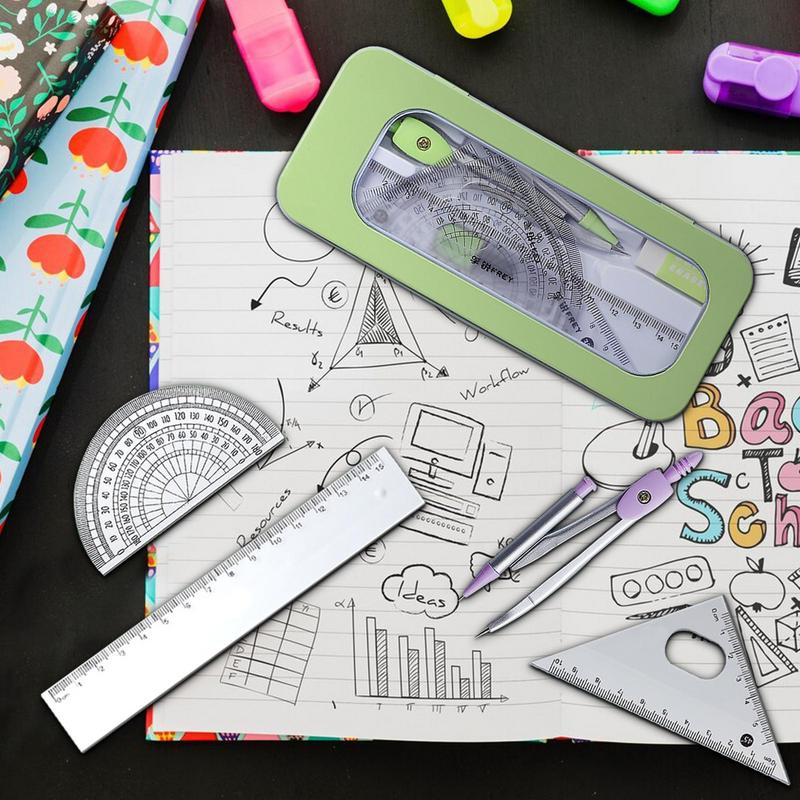 ไม้โปรแทรกเตอร์และชุดเข็มทิศชุ - Math Geometry Set With Compass บทวิจารณ์และราคา