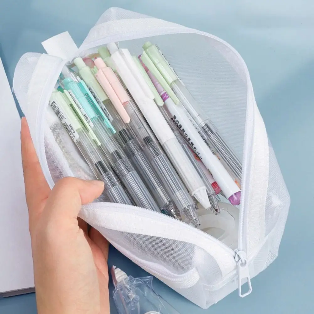 กระเป๋าใส่ปากกาแบบตาข่ายสองชั้ - Clear Mesh Pencil Pouch For Exam บทวิจารณ์และราคา