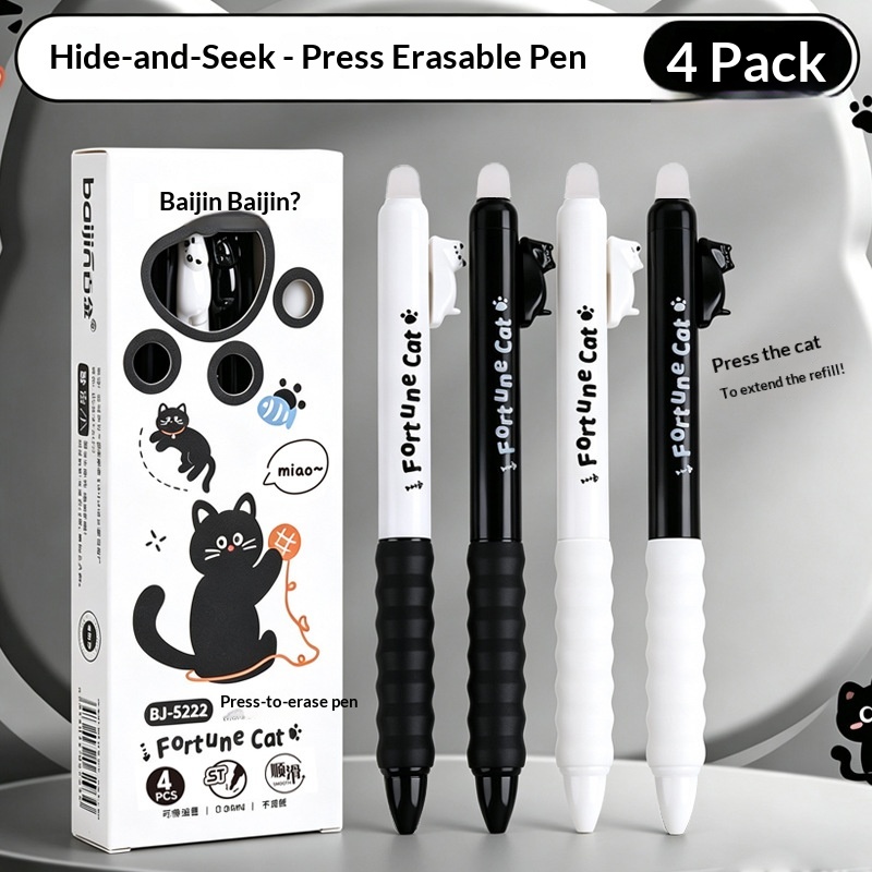 ปากกาเจลลบได้ลายแมวน่ารัก 4 ชิ - Retractable Eraser Pen Click บทวิจารณ์และราคา