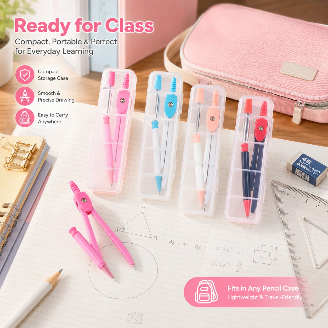 ชุดเข็มทิศสแตนเลส, ชุดเครื่องม - Math Geometry Set With Compass บทวิจารณ์และราคา