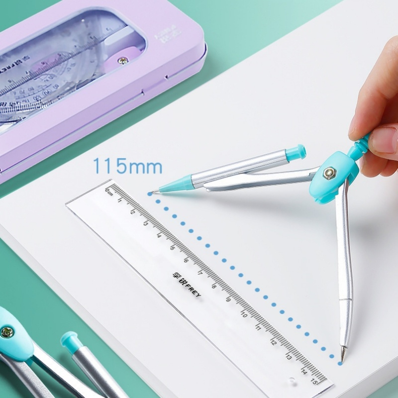 7 ชิ้นไม้บรรทัดคณิตศาสตร์ชุดนั - Math Geometry Set With Compass บทวิจารณ์และราคา