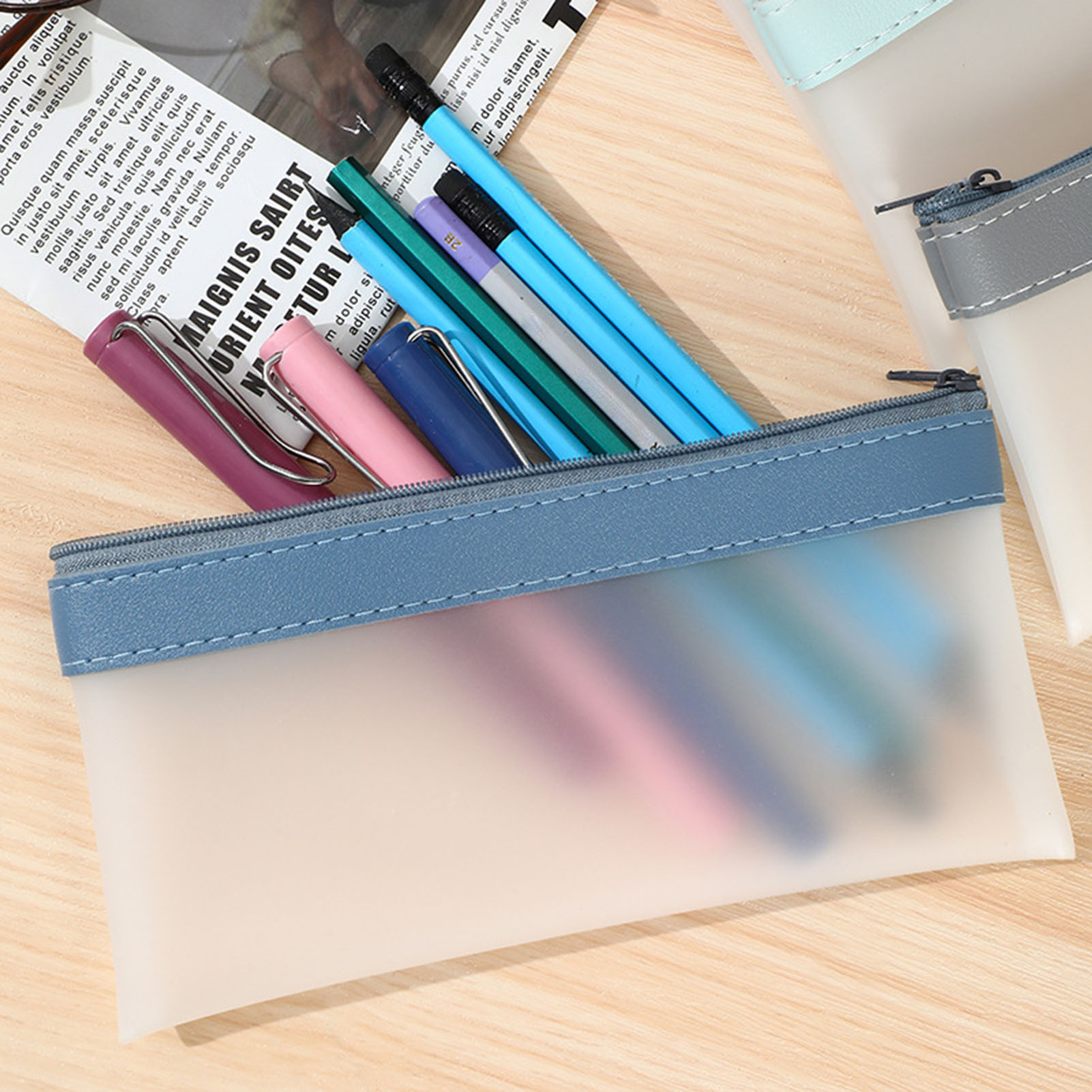 กล่องดินสอฝ้าโปร่งใสกระเป๋าใส่ - Aesthetic Large Pencil Case Pouch บทวิจารณ์และราคา