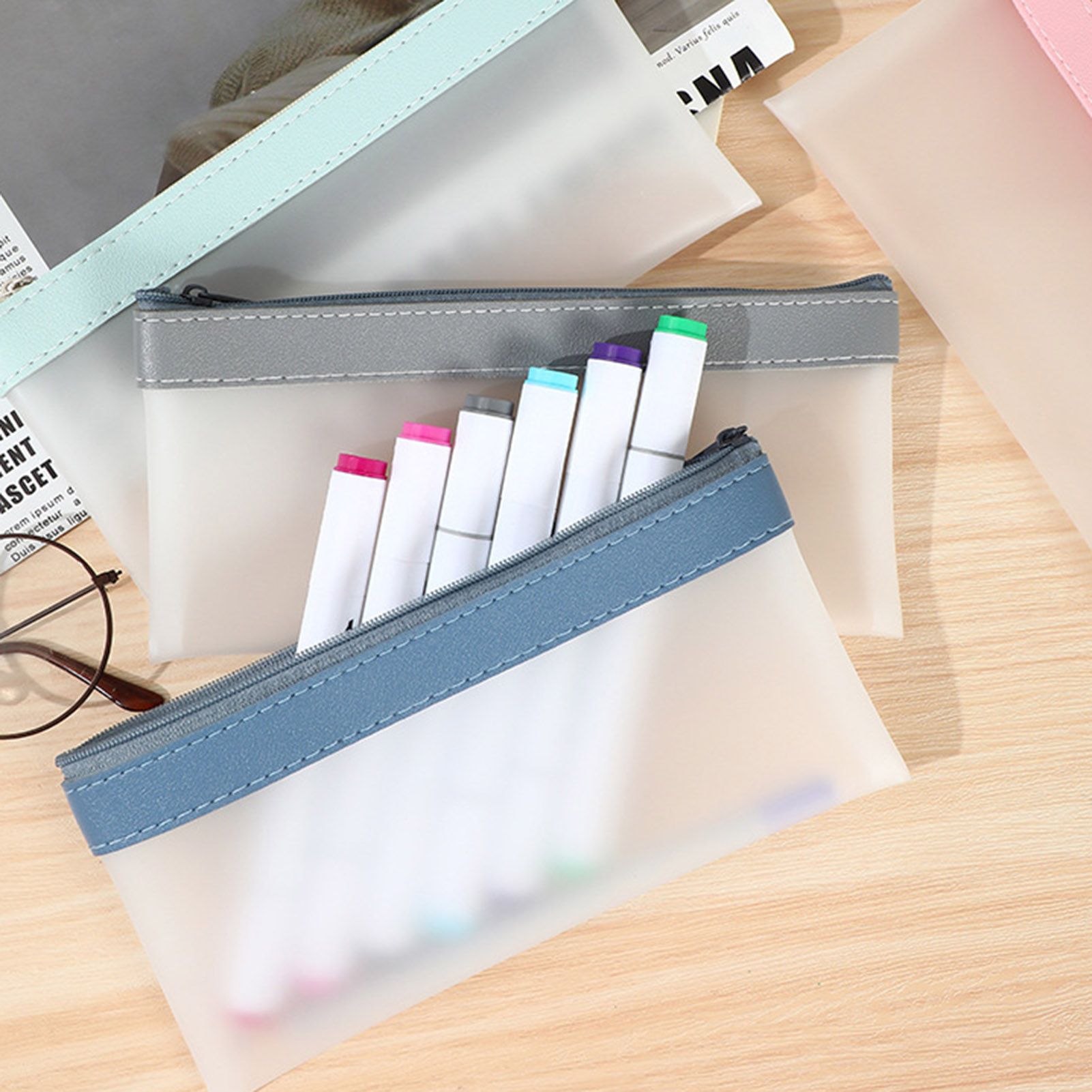 กล่องดินสอฝ้าโปร่งใสกระเป๋าใส่ - Aesthetic Large Pencil Case Pouch บทวิจารณ์และราคา