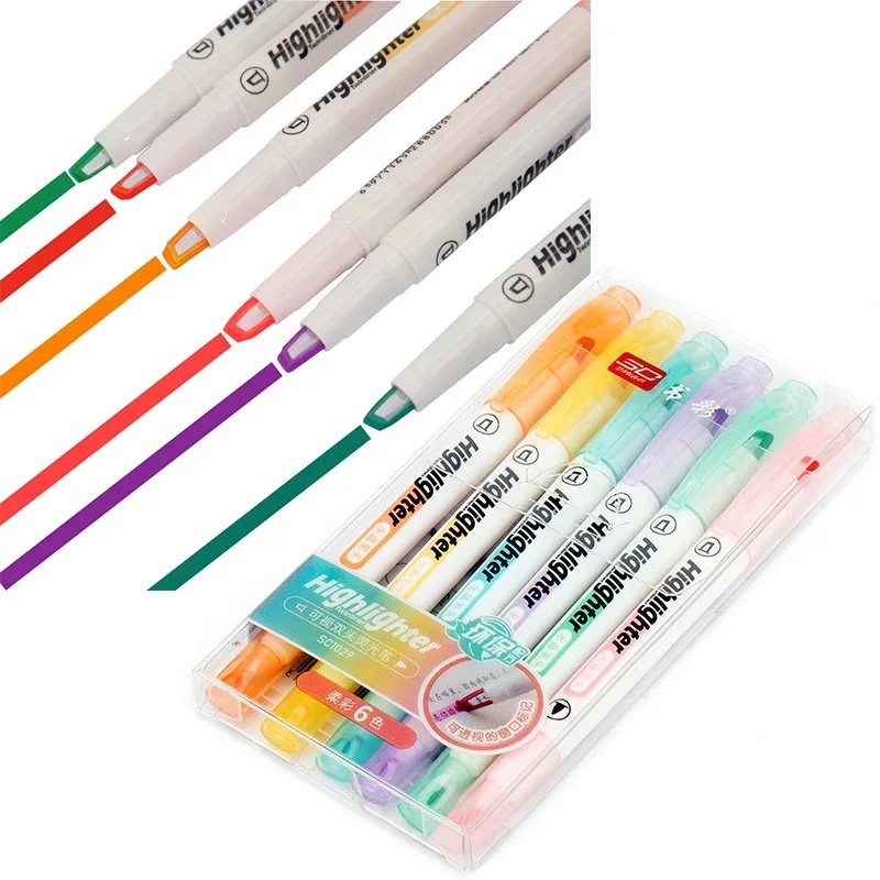 ปากกาไฮไลท์ 6 สี/ชุด หัวคู่ สี - Pastel Highlighter Set Double Ended บทวิจารณ์และราคา