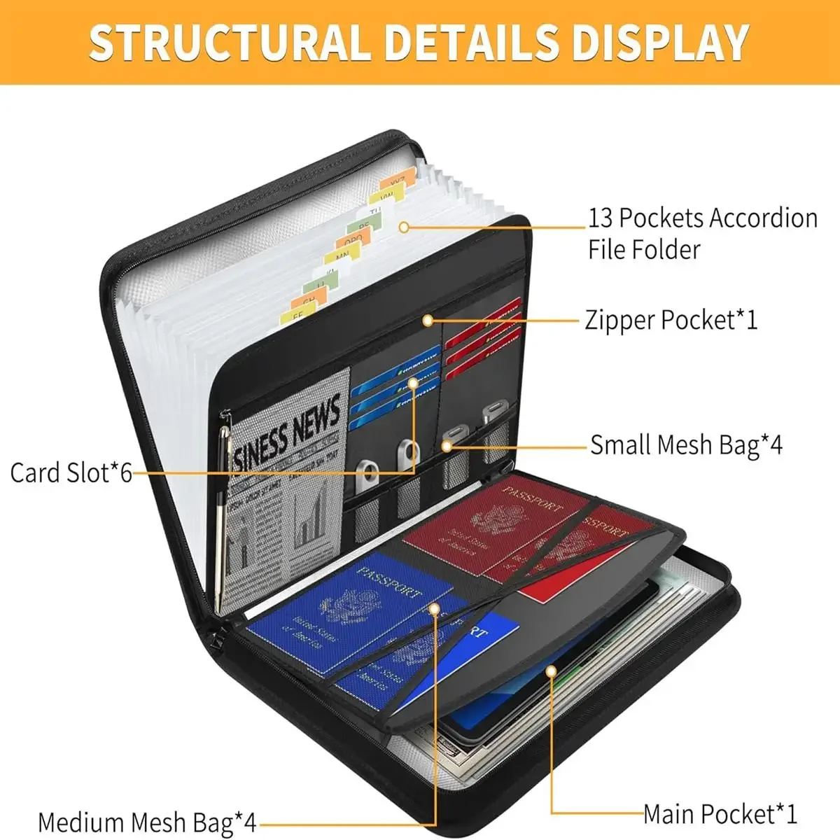 แฟ้มเอกสารกันไฟกันน้ำแบบขยายได - Expandable Accordion File Folder 13 Pockets บทวิจารณ์และราคา