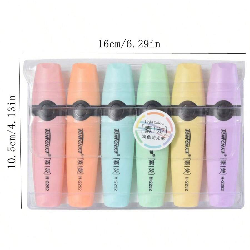 6 ชิ้น/เซ็ต Highlighter สีพาสเ - Pastel Highlighter Set Double Ended บทวิจารณ์และราคา