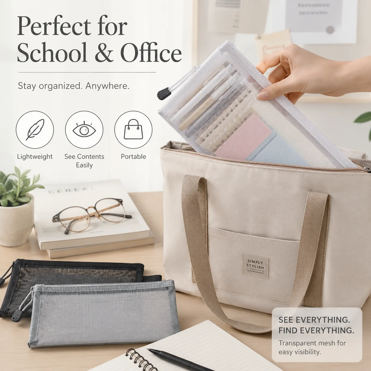 กระเป๋าใส่ปากกาตาข่ายใส, กล่อง - Clear Mesh Pencil Pouch For Exam บทวิจารณ์และราคา