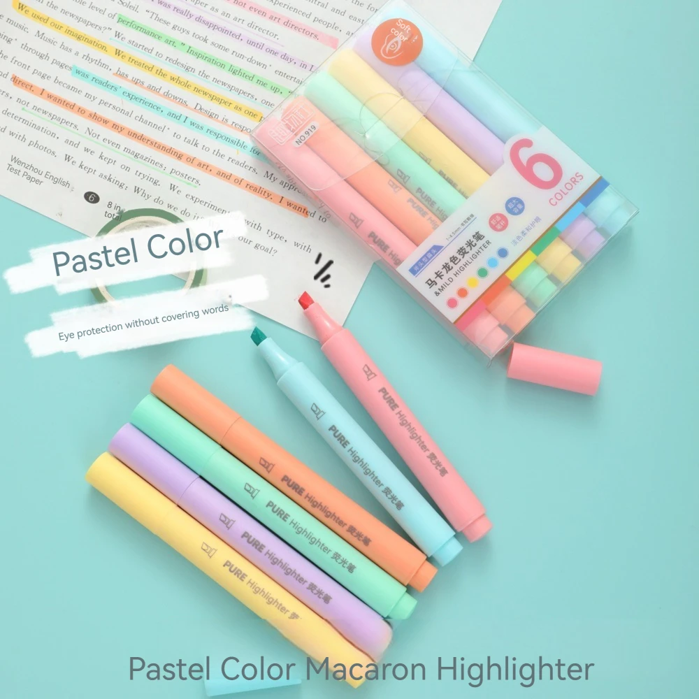 ปากกาไฮไลท์เตอร์สีพาสเทล 6 ชิ้ - Pastel Highlighter Set Double Ended บทวิจารณ์และราคา